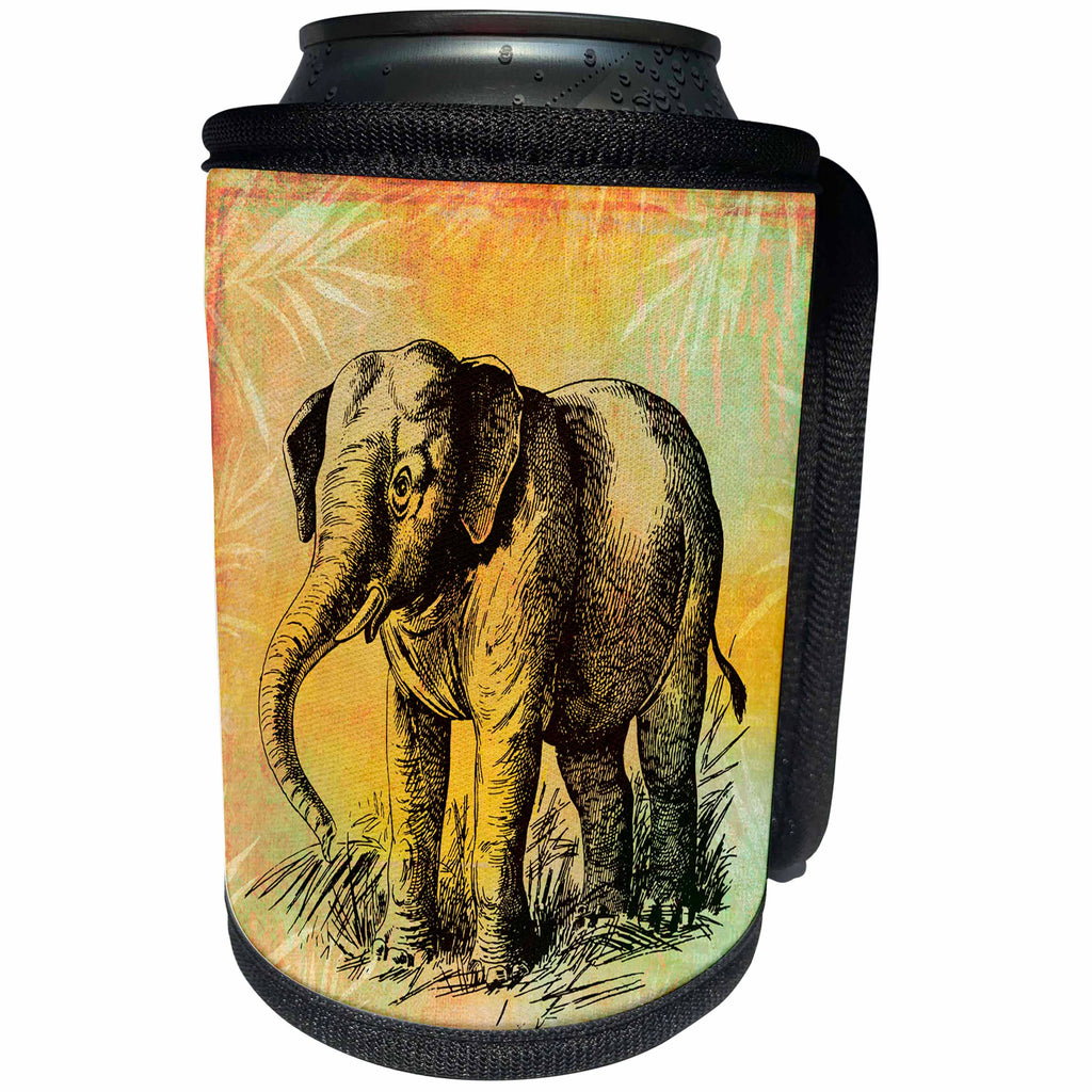 3dRose Andrea Haase Animals Illustration - African Elephant Illustration - Can Cooler Bottle Wrap (cc_271176)