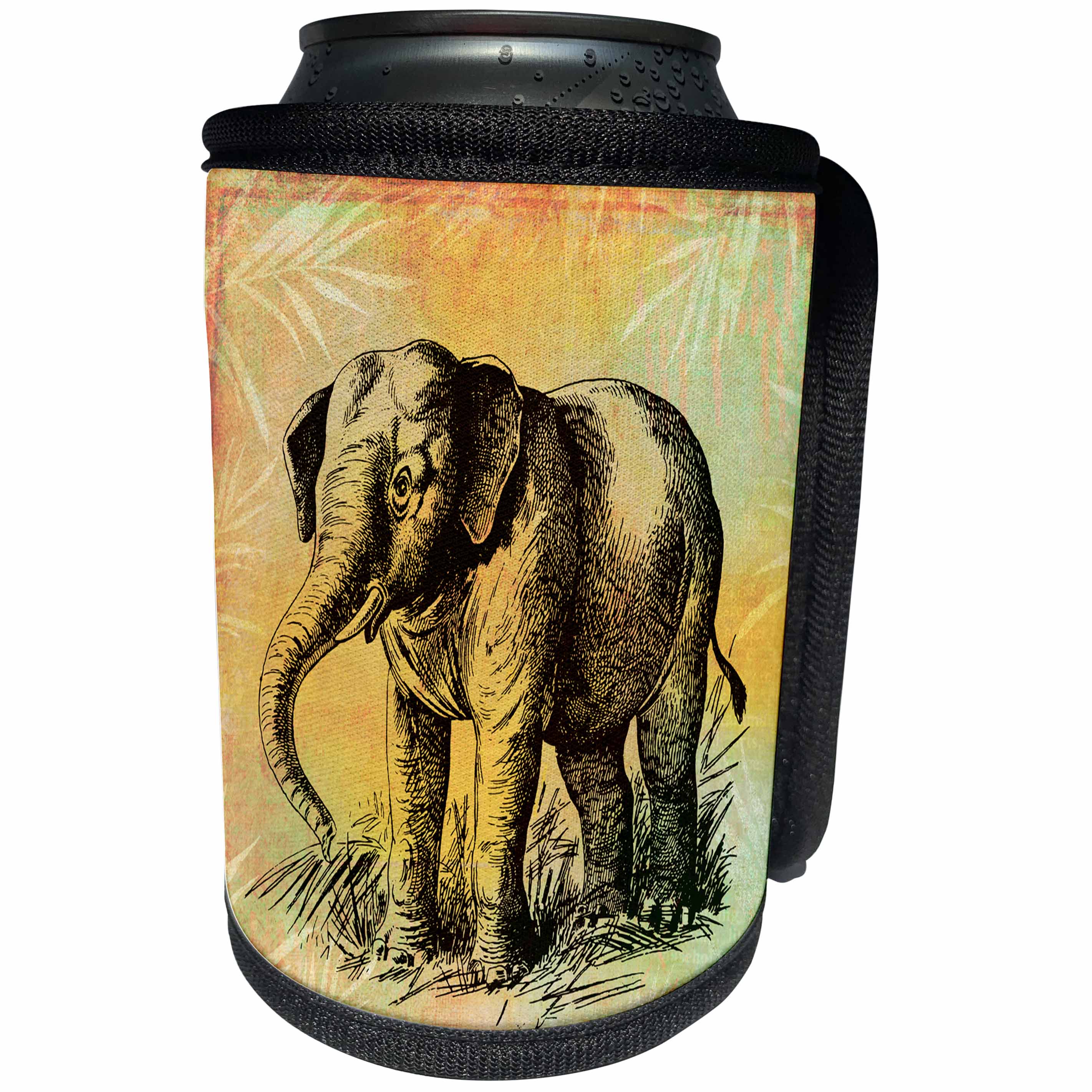 3dRose Andrea Haase Animals Illustration - African Elephant Illustration - Can Cooler Bottle Wrap (cc_271176)