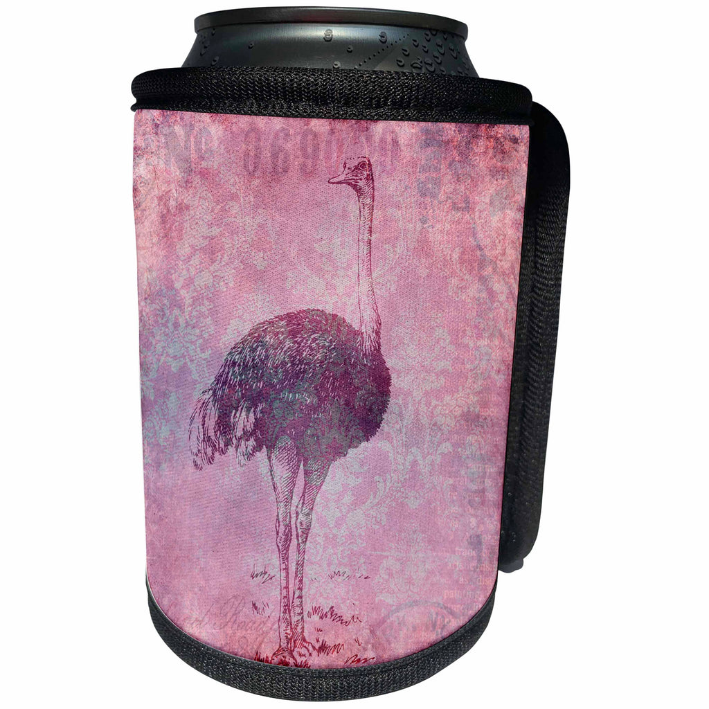 3dRose Andrea Haase Animals Illustration - Ostrich Illustration In Soft Pastel Colors - Can Cooler Bottle Wrap (cc_271179)