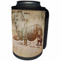 3dRose Andrea Haase Animals Illustration - Rhinoceros Illustration With Africa Map - Can Cooler Bottle Wrap (cc_271182)