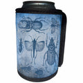 3dRose Andrea Haase Animals Illustration - Vintage Drawing Of Bugs And Beetles In Blue - Can Cooler Bottle Wrap (cc_271186)