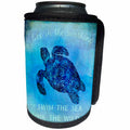 3dRose Andrea Haase Animals Illustration - Blue Underwater Turtle Illustration With Typography - Can Cooler Bottle Wrap (cc_271192)