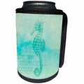 3dRose Andrea Haase Animals Illustration - Blue Sea Horse Illustration With Typography - Can Cooler Bottle Wrap (cc_271194)
