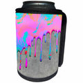 3dRose Andrea Haase Art Illustration - Dripping Pink And Turquoise Paint On Grey Texture - Can Cooler Bottle Wrap (cc_271204)