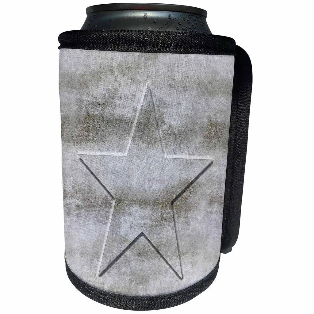 3dRose Andrea Haase Art Illustration - Embossed Star In Solid Concrete - Can Cooler Bottle Wrap (cc_271215)