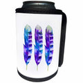 3dRose Andrea Haase Art Illustration - Blue Purple Feather Watercolor Illustration - Can Cooler Bottle Wrap (cc_271217)