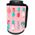 3dRose Andrea Haase Art Illustration - Ice Cream Popsicle Pattern In Retro Pastel Colors - Can Cooler Bottle Wrap (cc_271220)