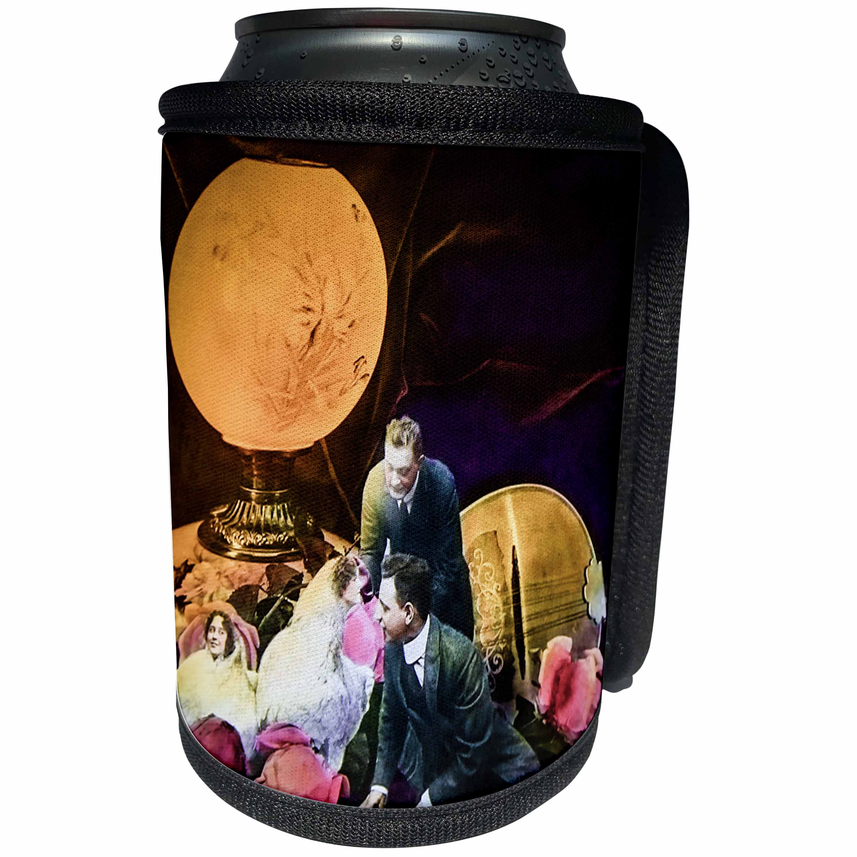3dRose Scenes from the Past Magic Lantern Slides - DeWitt Wheeler NYC Magic Lantern Slide Circa 1900s Weird Romance - Can Cooler Bottle Wrap (cc_271257)