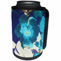 3dRose Florene Abstract Floral - Hibiscus Painted Blue - Can Cooler Bottle Wrap (cc_27130)