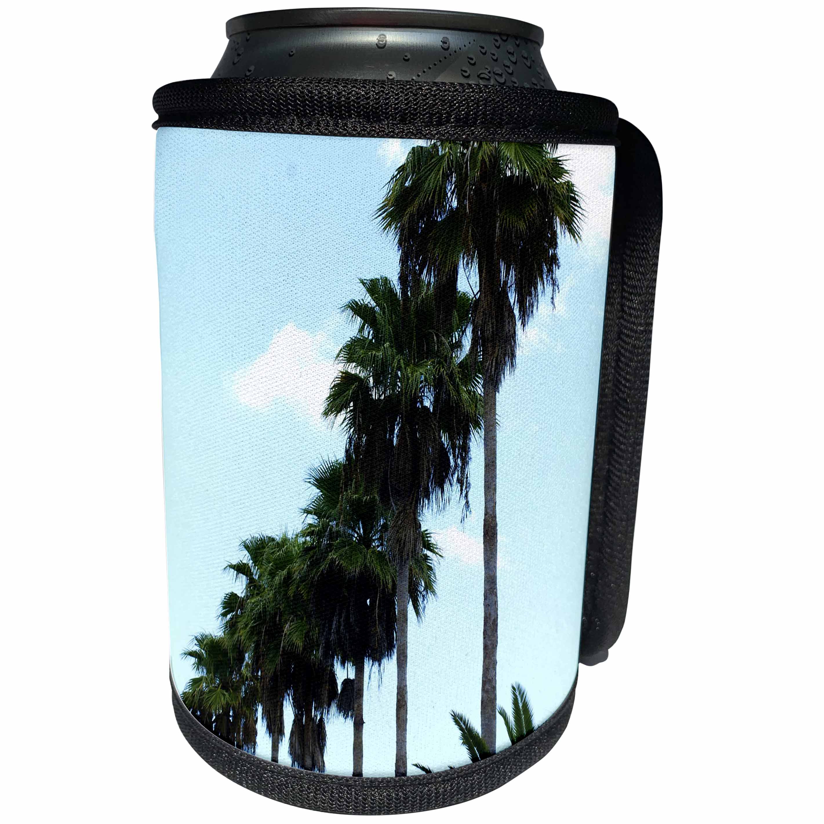 3dRose Florene Tropic Landscape - Row Of Palms - Can Cooler Bottle Wrap (cc_27131)
