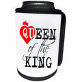 3dRose Alexis Design - Love - Queen of the king black text, white background. Red heart and a crown - Can Cooler Bottle Wrap (cc_271312)