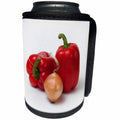 3dRose Alexis Photography - Food Bell Pepper - Two red bell peppers and an onion, white background - Can Cooler Bottle Wrap (cc_271328)