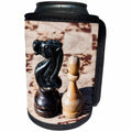3dRose Alexis Photography - Objects - White chess pawn, black knight, weathered board. Cavalry - Can Cooler Bottle Wrap (cc_271337)