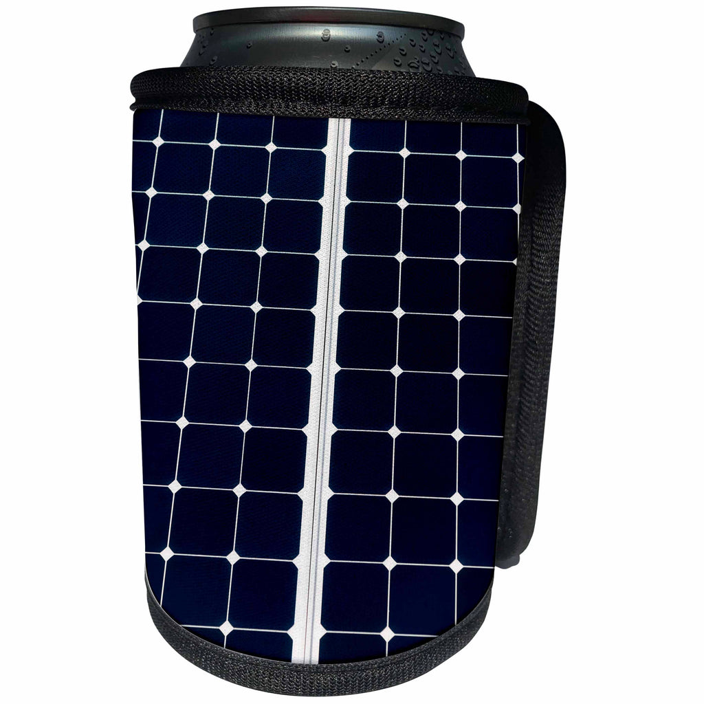 3dRose Alexis Photography - Objects - Dark blue solar power panel divided into two parts by white frame - Can Cooler Bottle Wrap (cc_271344)