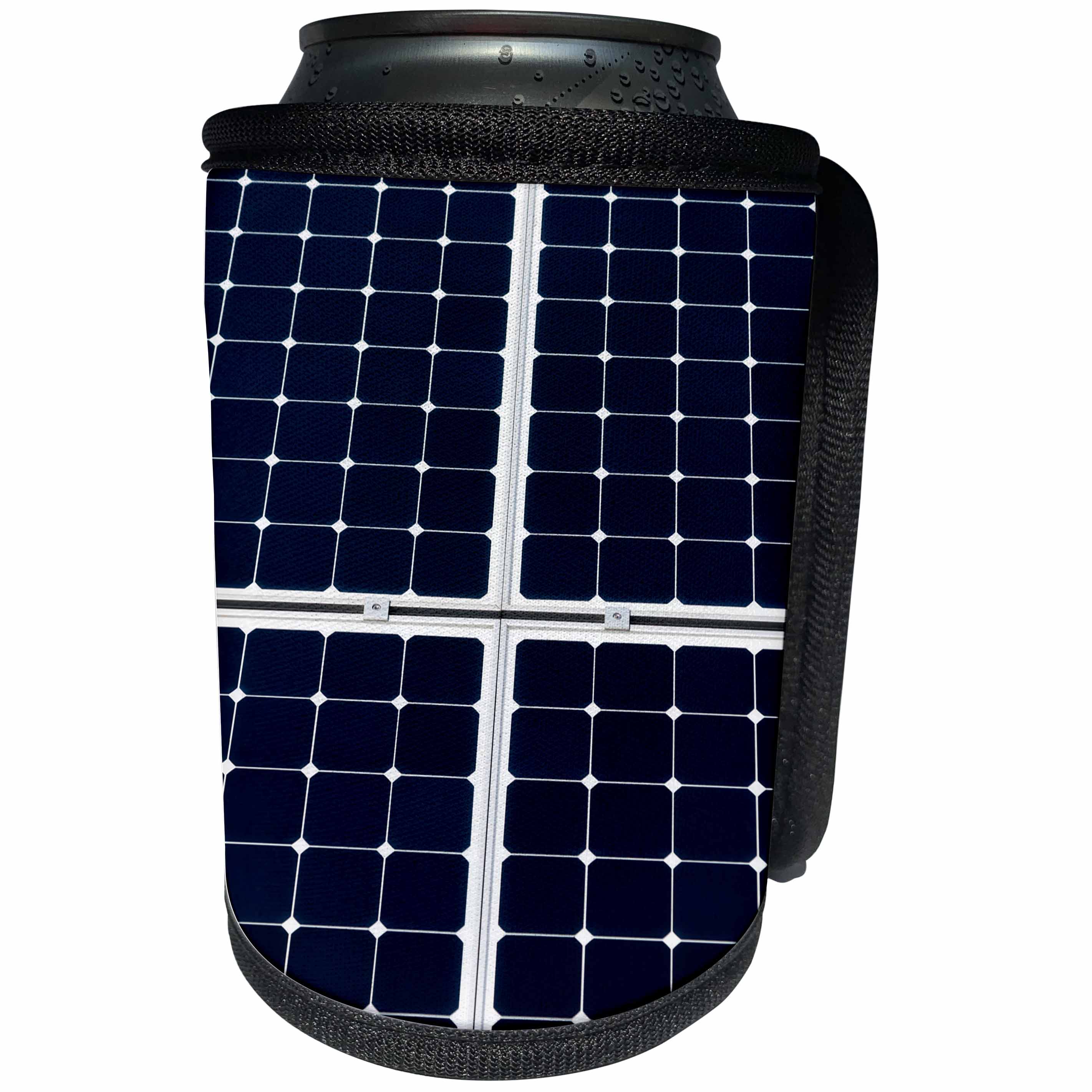 3dRose Alexis Photography - Objects - Dark blue solar power panel divided into four parts by white frames - Can Cooler Bottle Wrap (cc_271345)