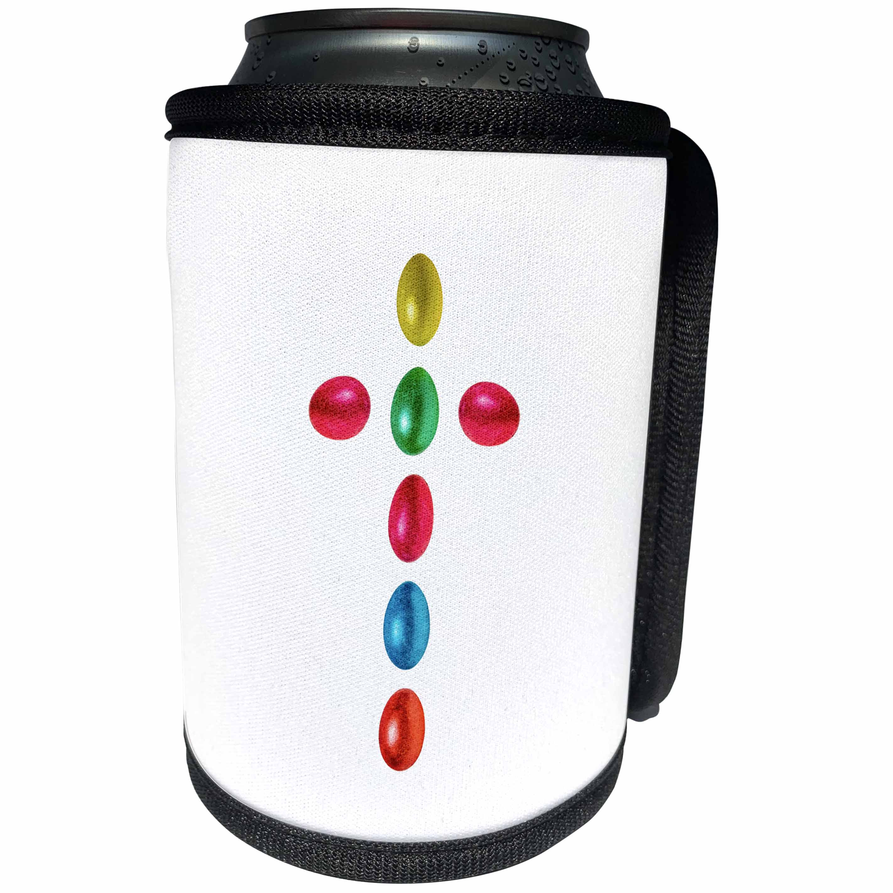 3dRose Alexis Design - Holidays Easter - Easter holidays, cross maid of painted eggs, white background - Can Cooler Bottle Wrap (cc_271357)