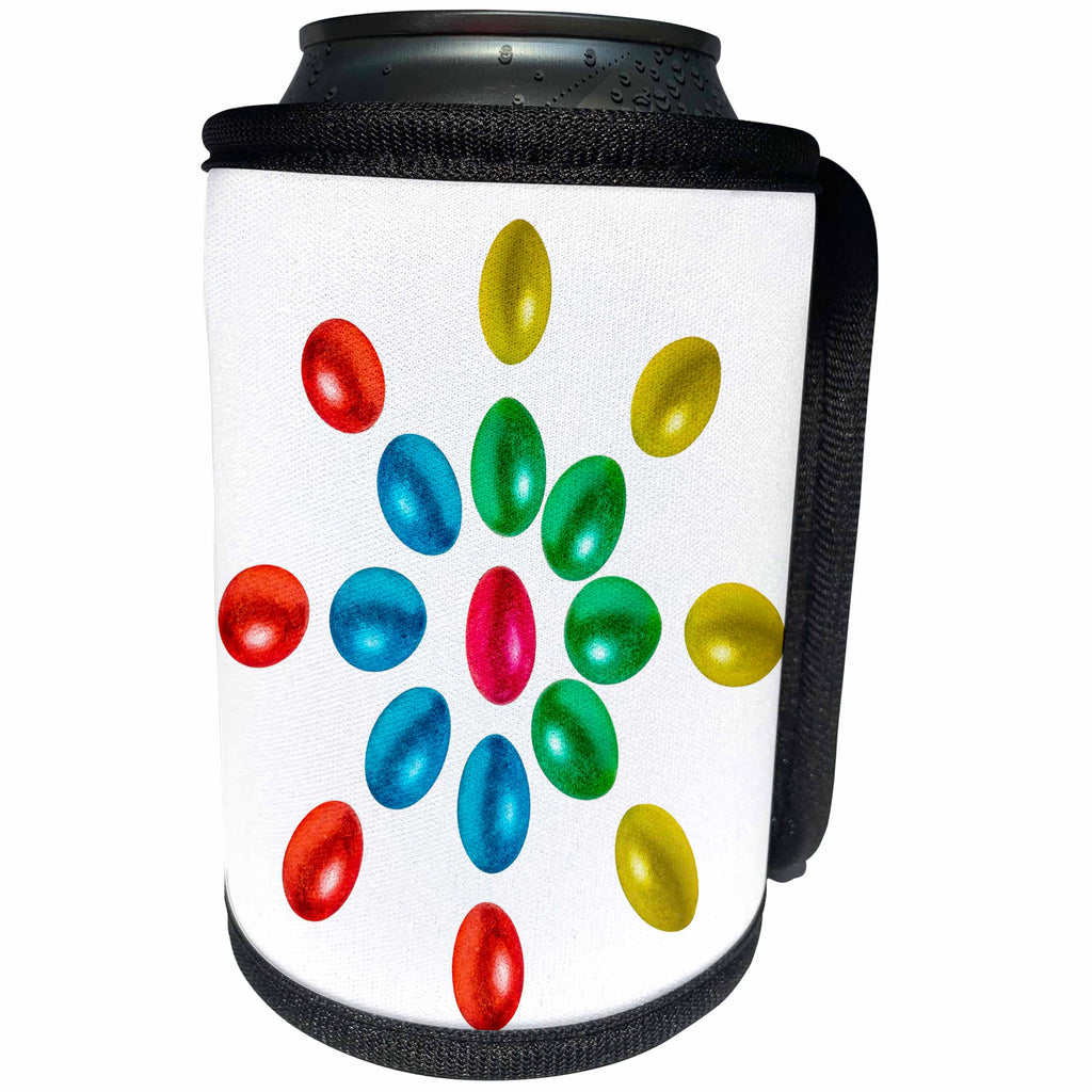 3dRose Alexis Design - Holidays Easter - Easter holidays, sun maid of painted eggs. White background - Can Cooler Bottle Wrap (cc_271359)