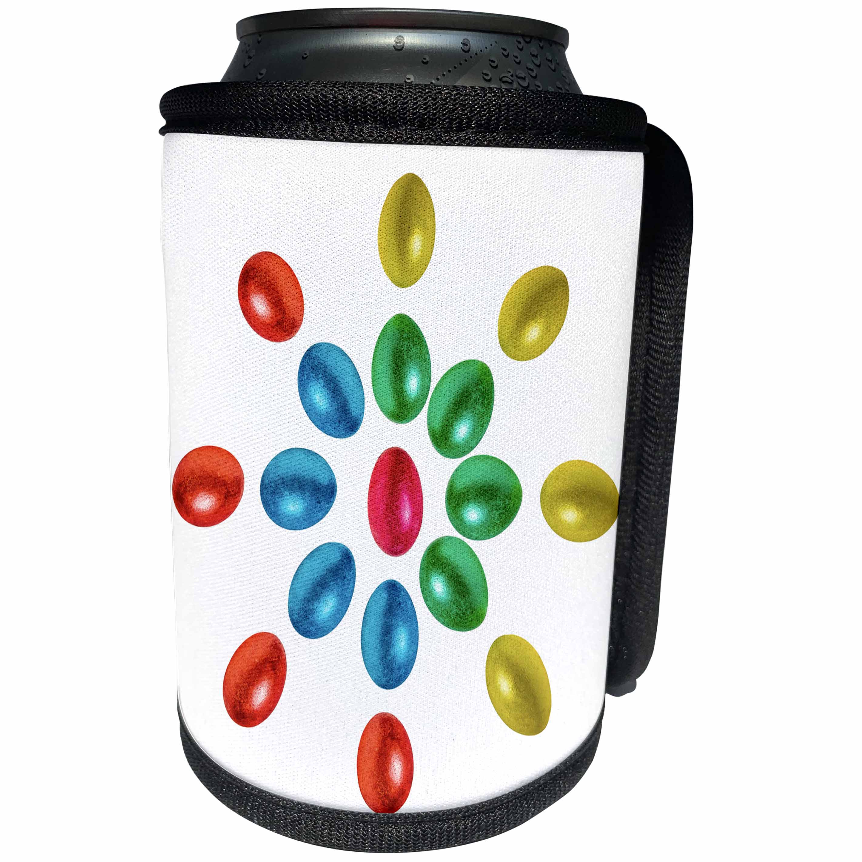 3dRose Alexis Design - Holidays Easter - Easter holidays, sun maid of painted eggs. White background - Can Cooler Bottle Wrap (cc_271359)