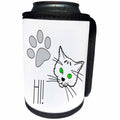 3dRose Alexis Design - Funny Cats - Funny Cat Greets you Hi. White background - Can Cooler Bottle Wrap (cc_271384)
