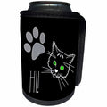 3dRose Alexis Design - Funny Cats - Funny Cat Greets you Hi. Black background - Can Cooler Bottle Wrap (cc_271385)