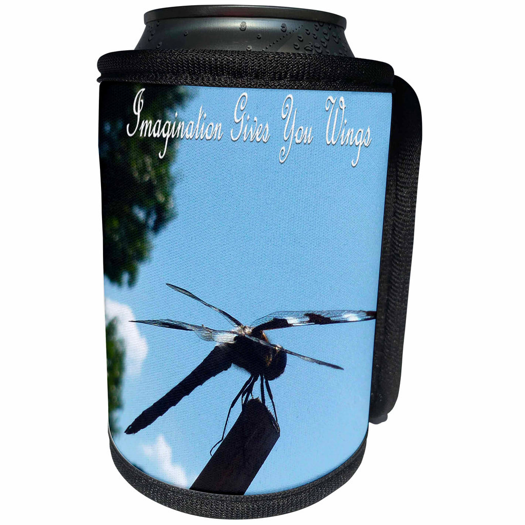 3dRose Renderly Yours Dragonflies - Dragonfly Inspires Imagination - Can Cooler Bottle Wrap (cc_27139)