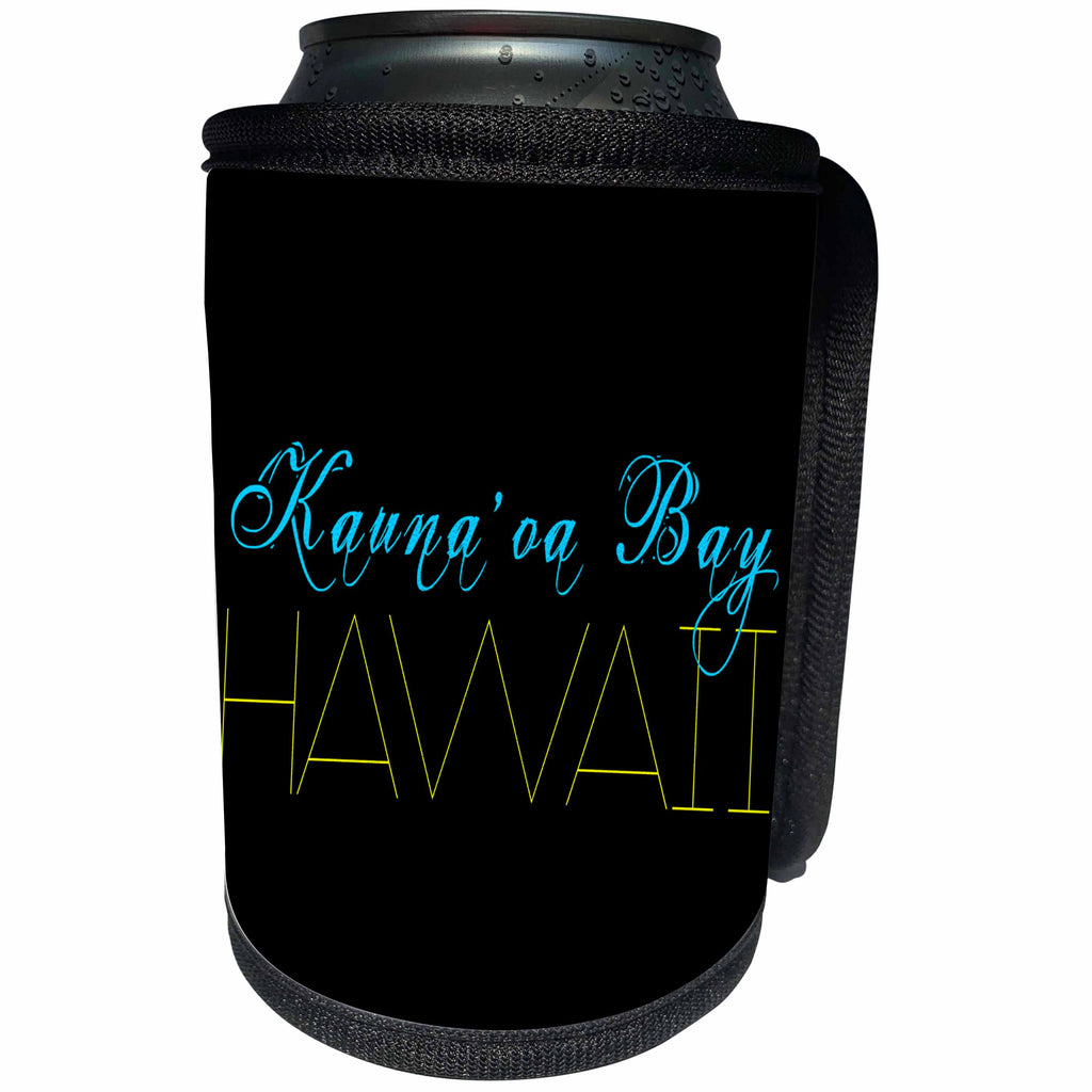 3dRose Alexis Design - American Beaches - American Beaches - Kaunaoa Bay, Hawaii, blue, yellow colors - Can Cooler Bottle Wrap (cc_271400)