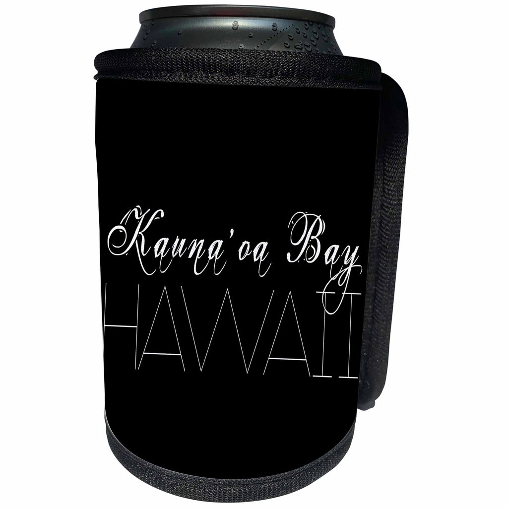 3dRose Alexis Design - American Beaches - American Beaches - Kaunaoa Bay, Hawaii, black background - Can Cooler Bottle Wrap (cc_271401)