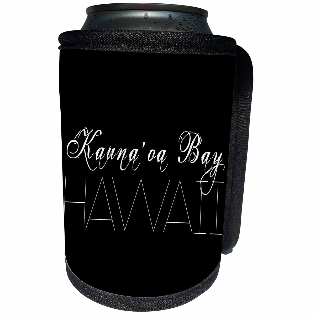 3dRose Alexis Design - American Beaches - American Beaches - Kaunaoa Bay, Hawaii, black background - Can Cooler Bottle Wrap (cc_271401)