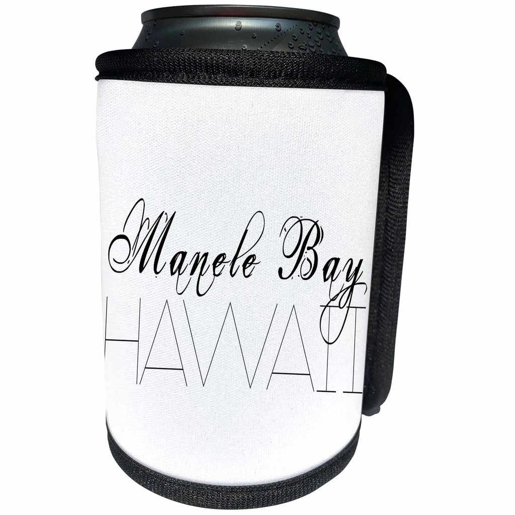 3dRose Alexis Design - American Beaches - American Beaches - Manele Bay, Hawaii, white backdrop - Can Cooler Bottle Wrap (cc_271402)