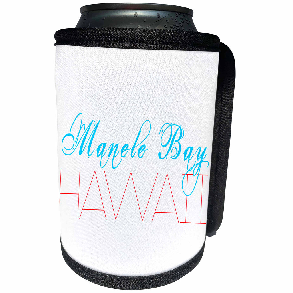 3dRose Alexis Design - American Beaches - American Beaches - Manele Bay, Hawaii, blue, red colors - Can Cooler Bottle Wrap (cc_271403)