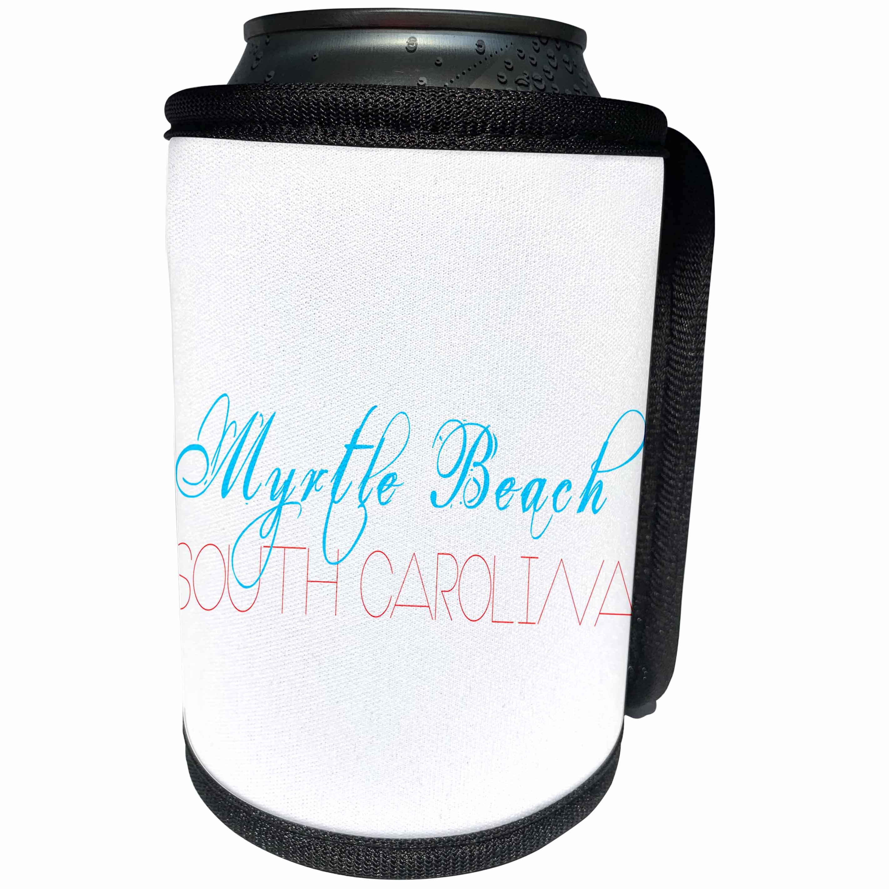 3dRose Alexis Design - American Beaches - American Beaches - Myrtle Beach, South Carolina, blue and red - Can Cooler Bottle Wrap (cc_271407)