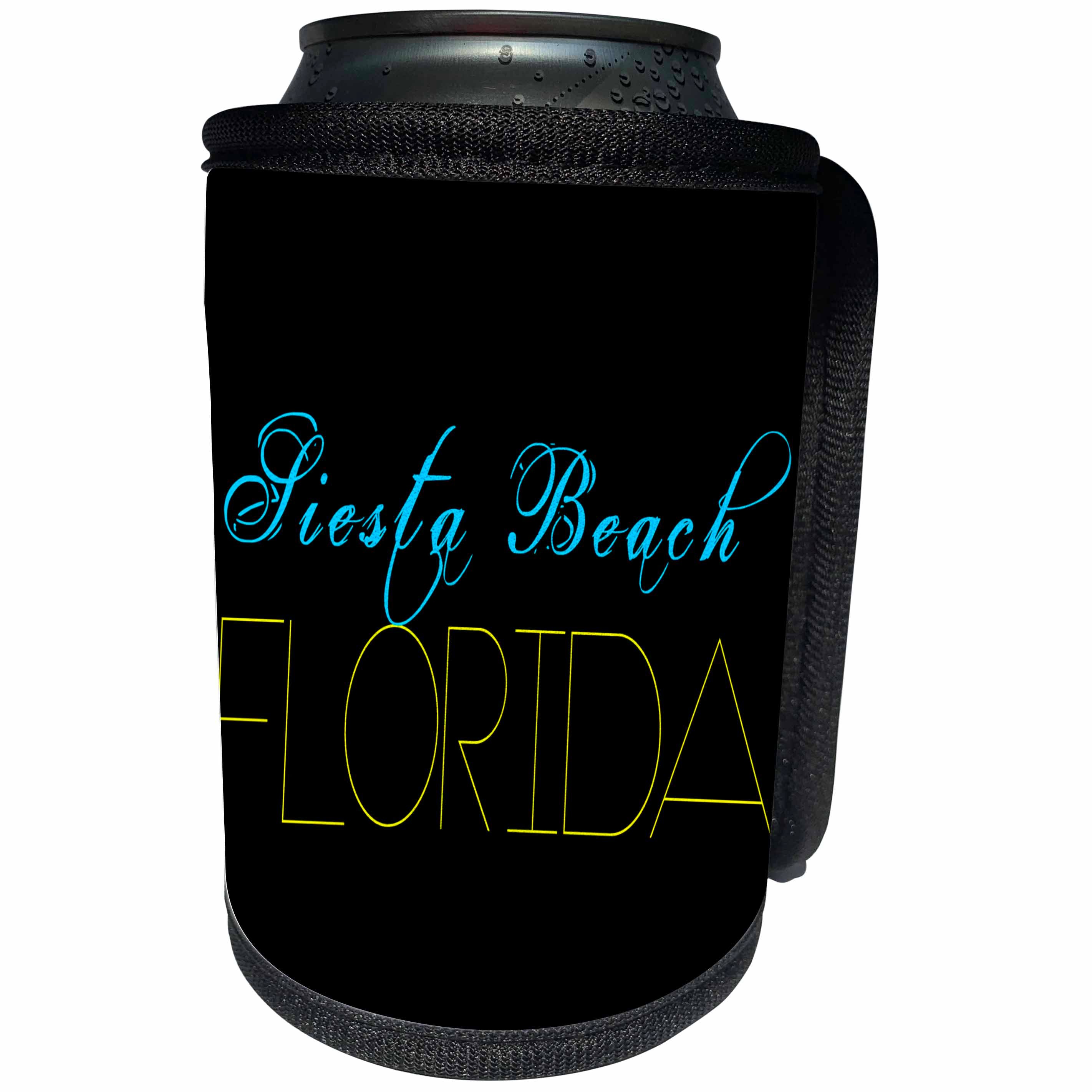 3dRose Alexis Design - American Beaches - American Beaches - Siesta Beach, Florida, blue and yellow colors - Can Cooler Bottle Wrap (cc_271412)
