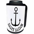 3dRose Alexis Design - Beach, Sea, Surf - Black silhouette of an anchor. Black Salty Sailor text on white - Can Cooler Bottle Wrap (cc_271445)