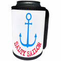 3dRose Alexis Design - Beach, Sea, Surf - Blue silhouette of an anchor. Red Salty Sailor text on white - Can Cooler Bottle Wrap (cc_271447)