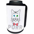 3dRose Alexis Design - Funny Cats - Funny cat face, red, blue, white bow tie, grey text purr - Can Cooler Bottle Wrap (cc_271451)