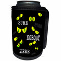 3dRose Alexis Design - Funny Cats - Yellow and green cat eyes in the dark. Text purr, sure nobody here - Can Cooler Bottle Wrap (cc_271453)