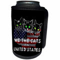 3dRose Alexis Design - Funny Cats - Three funny cat faces. American flag. We the cats of the USA on black - Can Cooler Bottle Wrap (cc_271457)