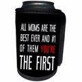 3dRose Alexis Design - Love - All Moms are the best. Of them you are the first. White, red on black - Can Cooler Bottle Wrap (cc_271463)