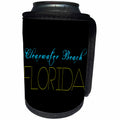 3dRose Alexis Design - American Beaches - American Beaches - Clearwater Beach, Florida, blue, yellow on black - Can Cooler Bottle Wrap (cc_271486)