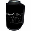 3dRose Alexis Design - American Beaches - American Beaches - Clearwater Beach, Florida, white on black - Can Cooler Bottle Wrap (cc_271487)