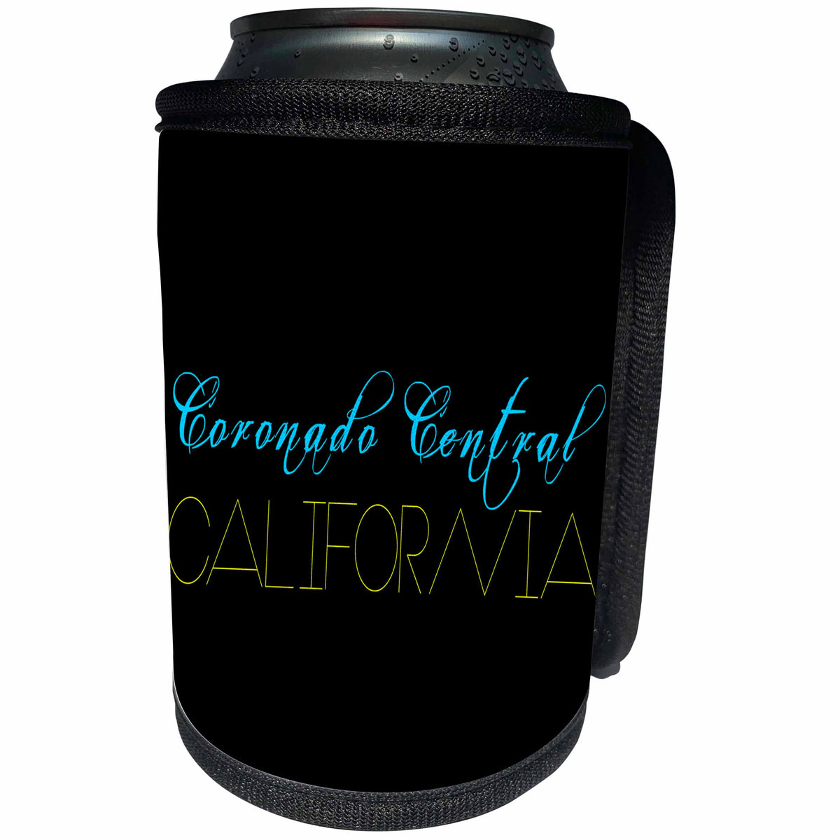 3dRose Alexis Design - American Beaches - American Beaches - Coronado Central Beach, California, blue, yellow - Can Cooler Bottle Wrap (cc_271490)