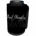3dRose Alexis Design - American Beaches - American Beaches - East Hampton, New York, white on black - Can Cooler Bottle Wrap (cc_271495)