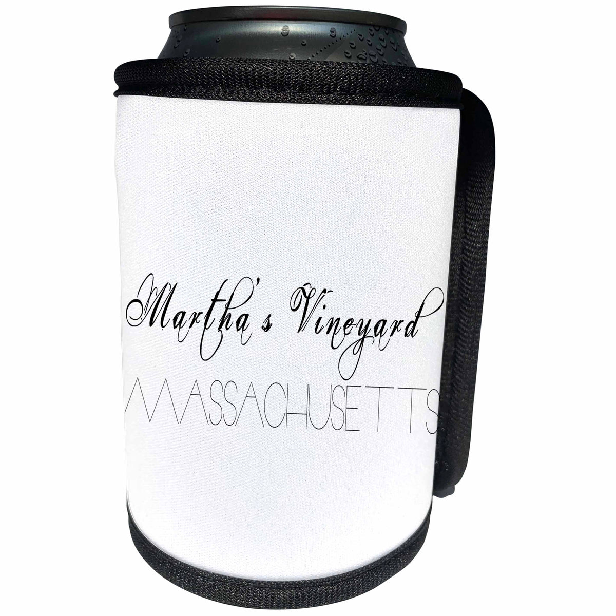 3dRose Alexis Design - American Beaches - American Beaches - Martha Vineyard, Massachusetts black on white - Can Cooler Bottle Wrap (cc_271496)