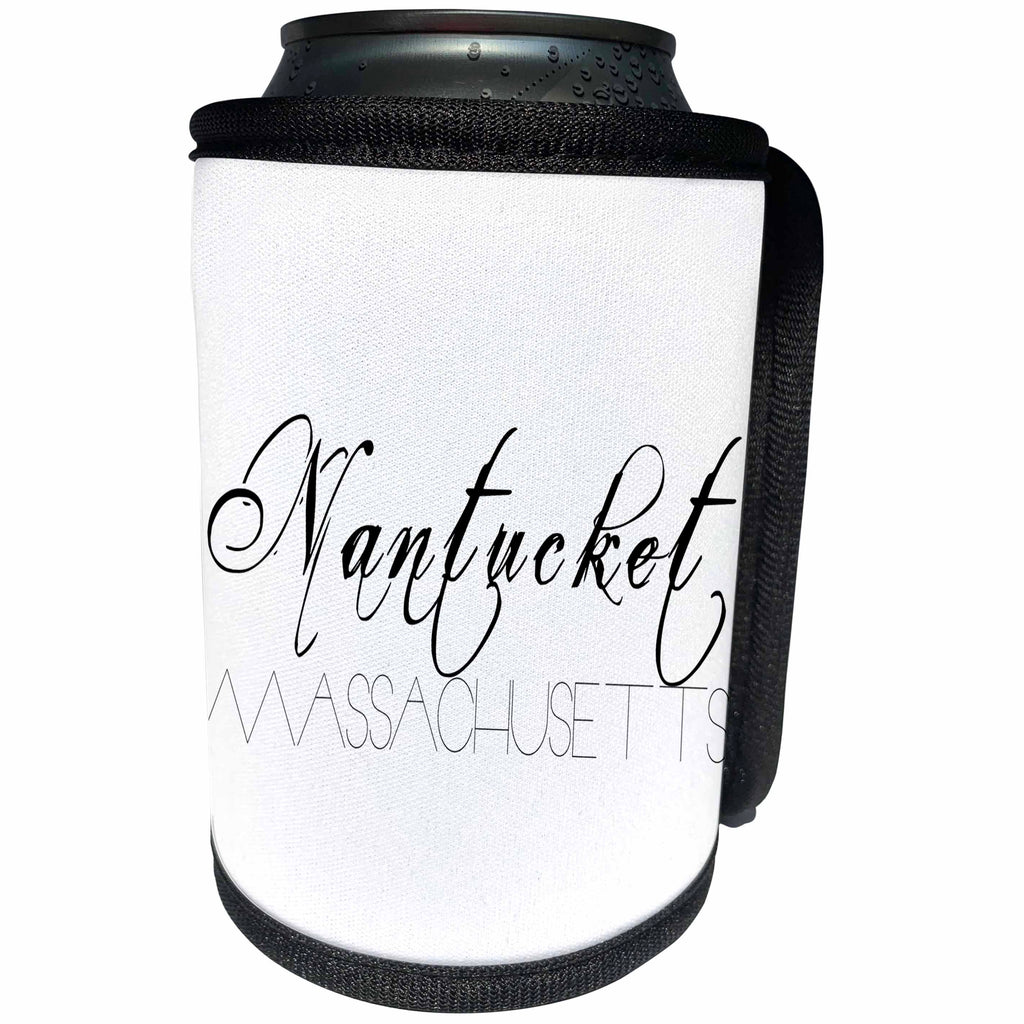 3dRose Alexis Design - American Beaches - American Beaches - Nantucket Surfside Beach, Massachusetts on white - Can Cooler Bottle Wrap (cc_271500)