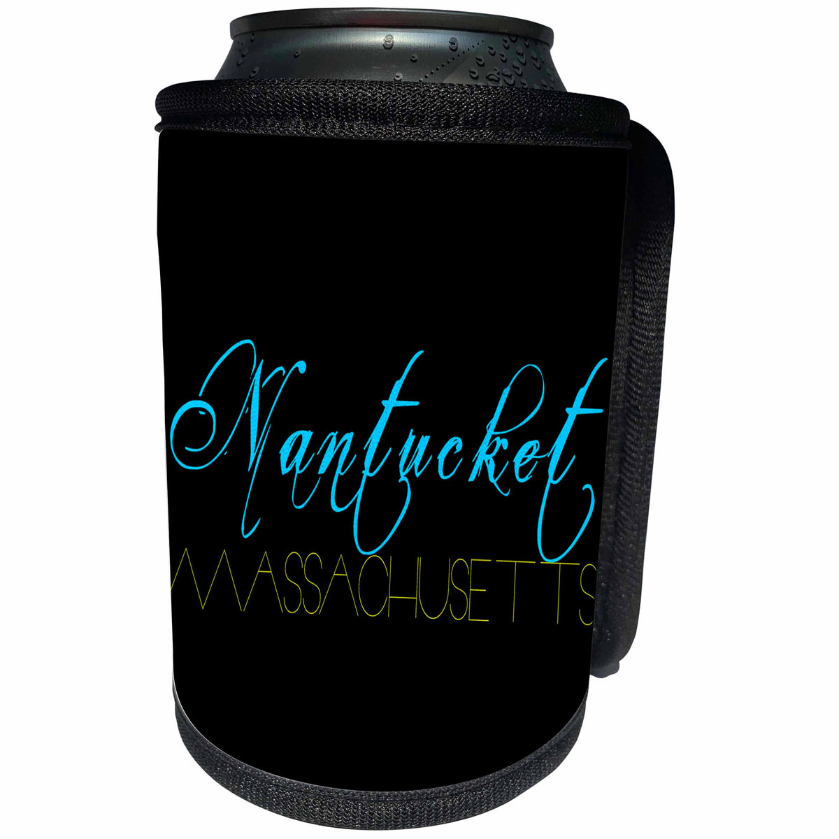 3dRose Alexis Design - American Beaches - American Beaches - Nantucket Surfside Beach, Massachusetts, yellow - Can Cooler Bottle Wrap (cc_271502)