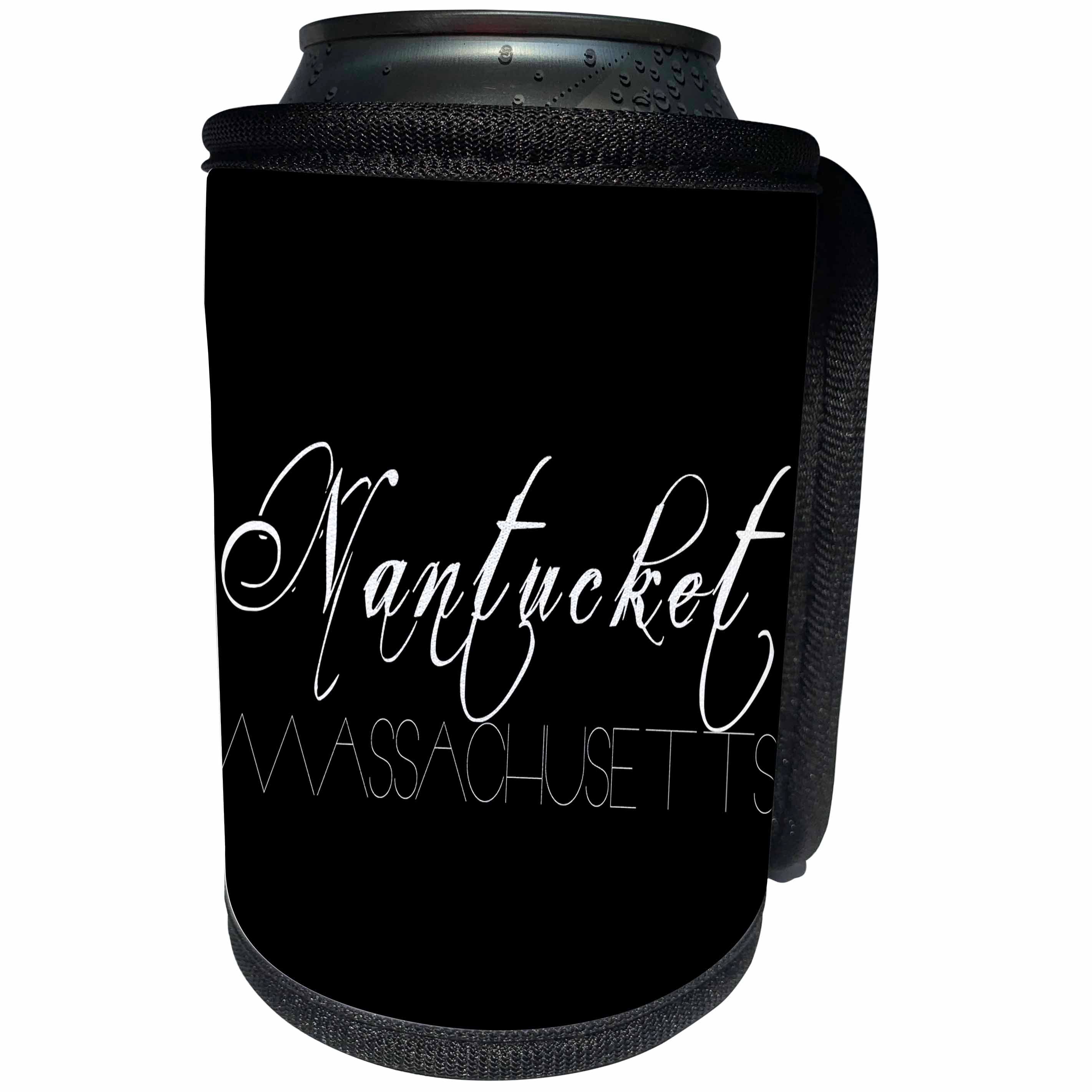 3dRose Alexis Design - American Beaches - American Beaches - Nantucket Surfside Beach, Massachusetts, black - Can Cooler Bottle Wrap (cc_271503)