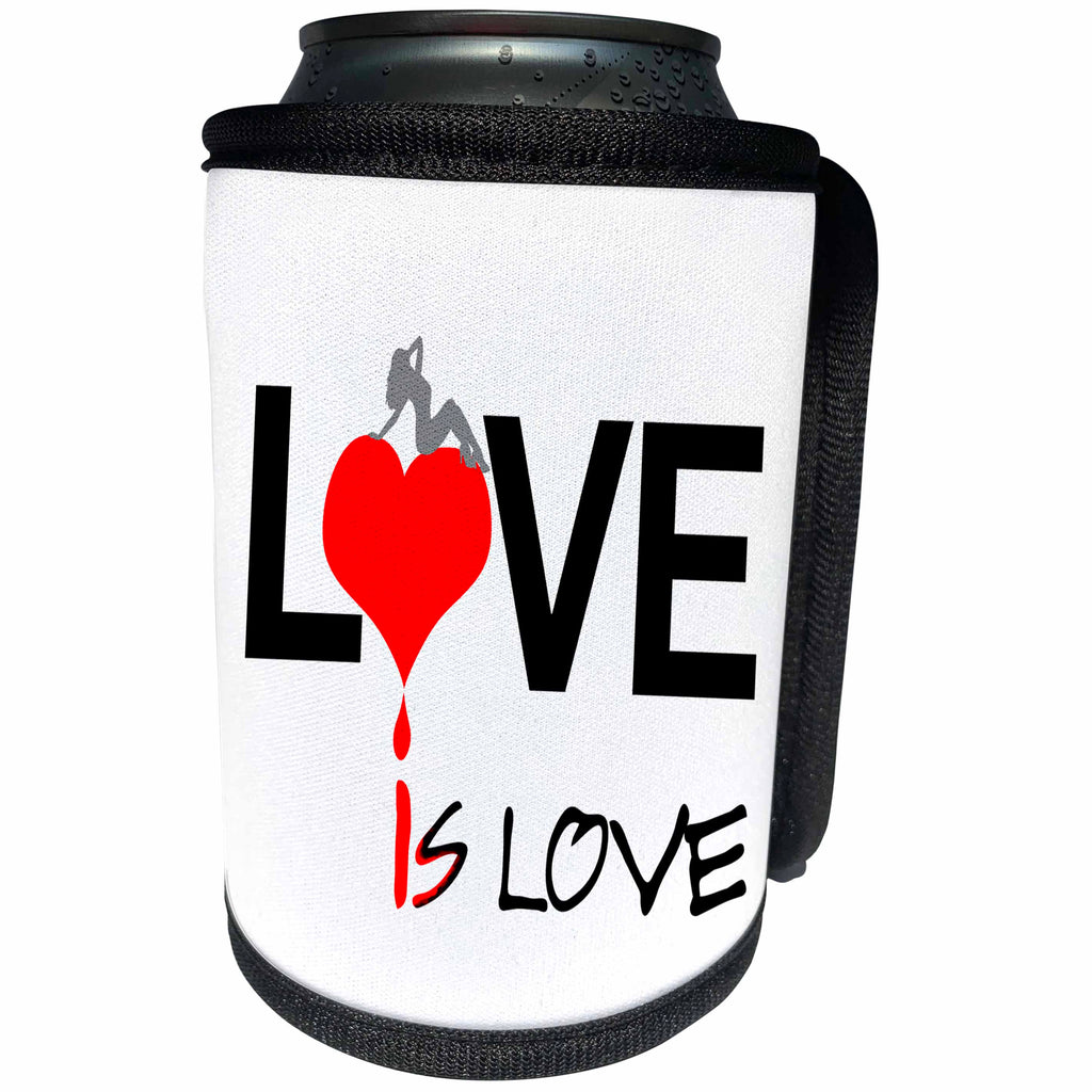 3dRose Alexis Design - Love - Love Is Love for men on white background - Can Cooler Bottle Wrap (cc_271508)