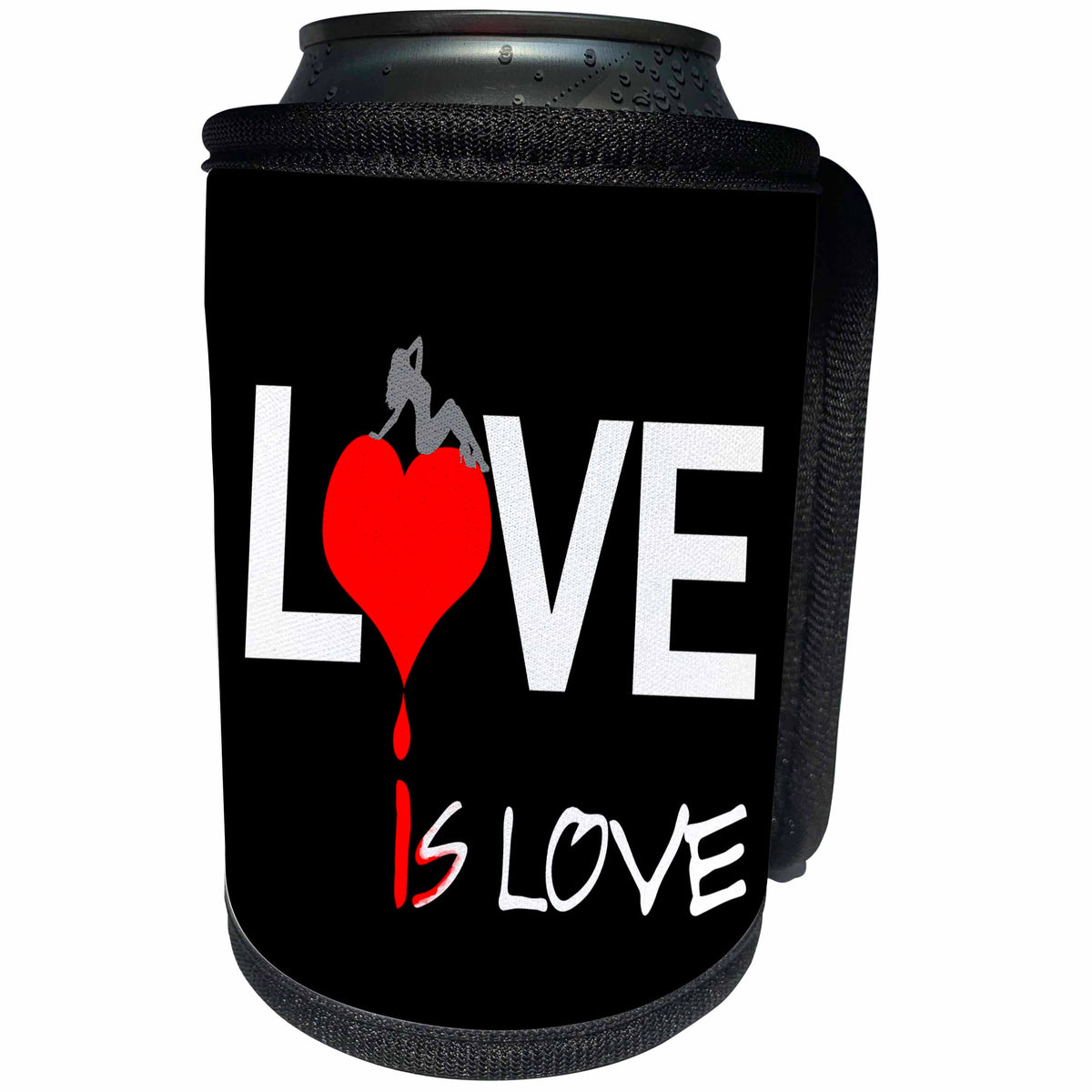 3dRose Alexis Design - Love - Love Is Love for men on black background - Can Cooler Bottle Wrap (cc_271509)