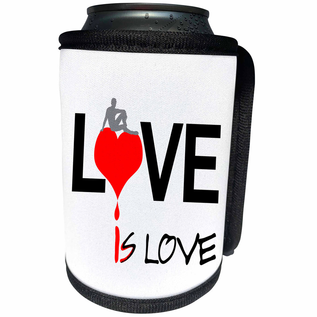 3dRose Alexis Design - Love - Love Is Love for women on white background - Can Cooler Bottle Wrap (cc_271510)