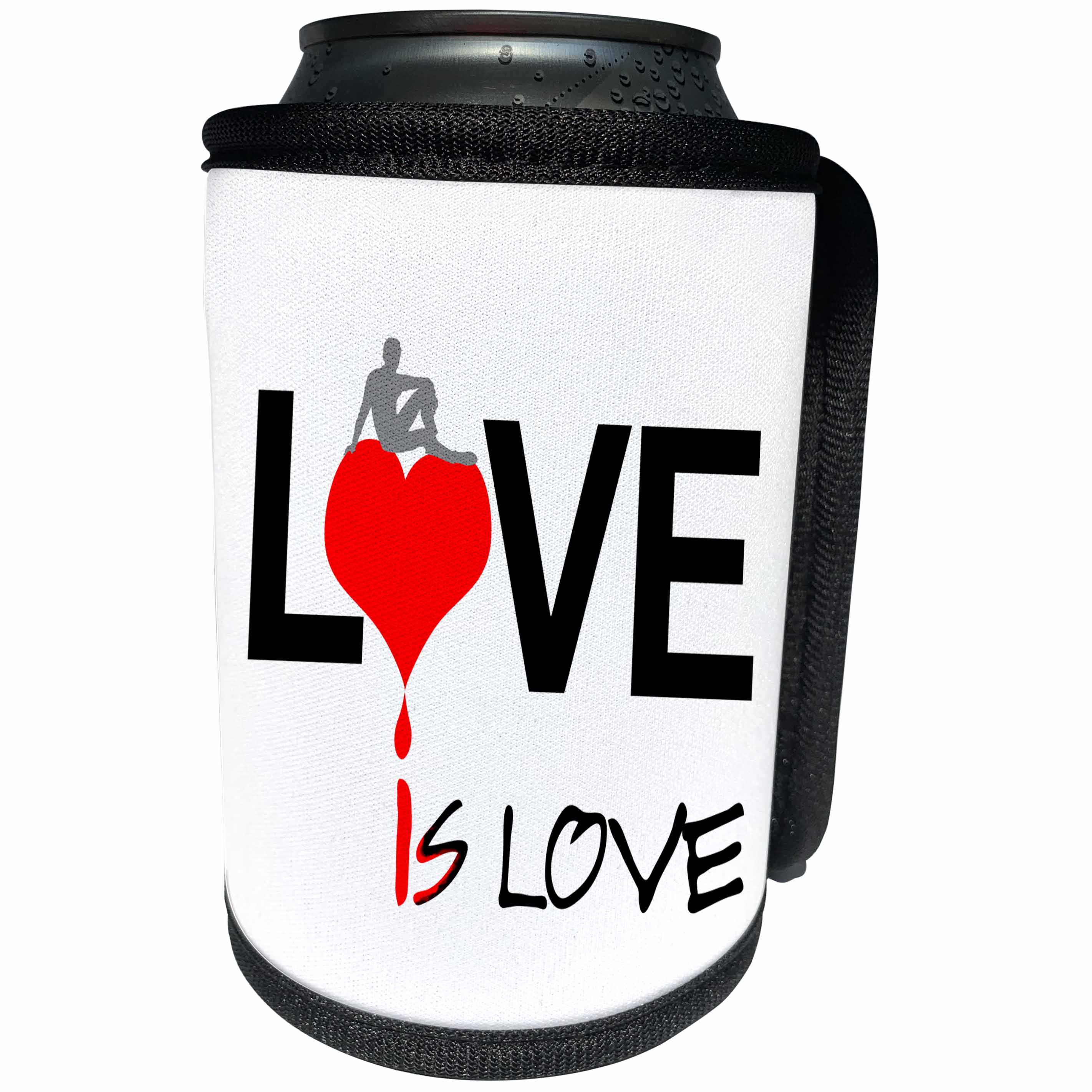 3dRose Alexis Design - Love - Love Is Love for women on white background - Can Cooler Bottle Wrap (cc_271510)